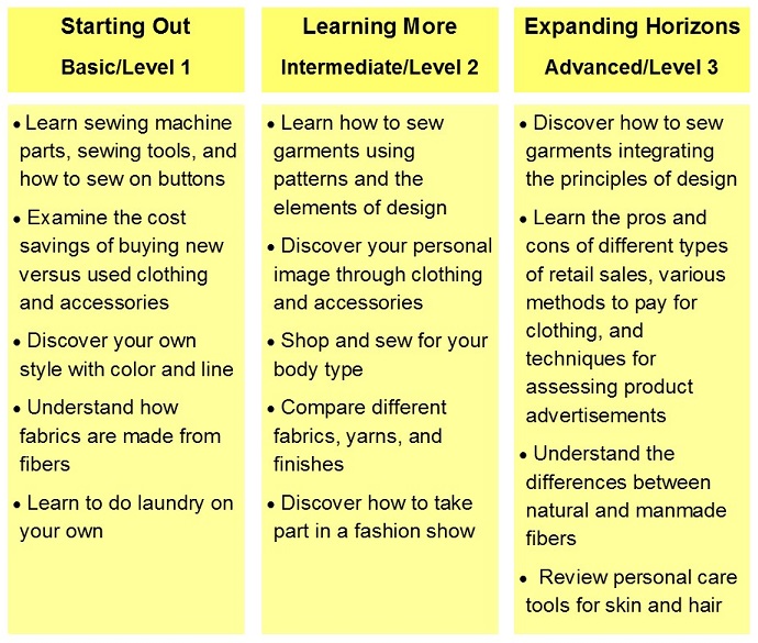 3 Levels of Learning table